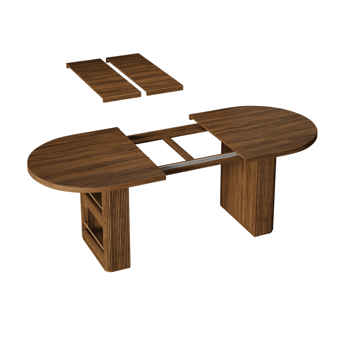63"–86" Extendable Dining Table for 4–10 People, Large Wood Dining Table with Fluted Base