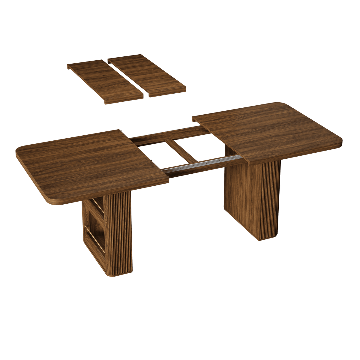 63"–86" Extendable Dining Table for 4–10 People, Large Wood Dining Table with Fluted Base