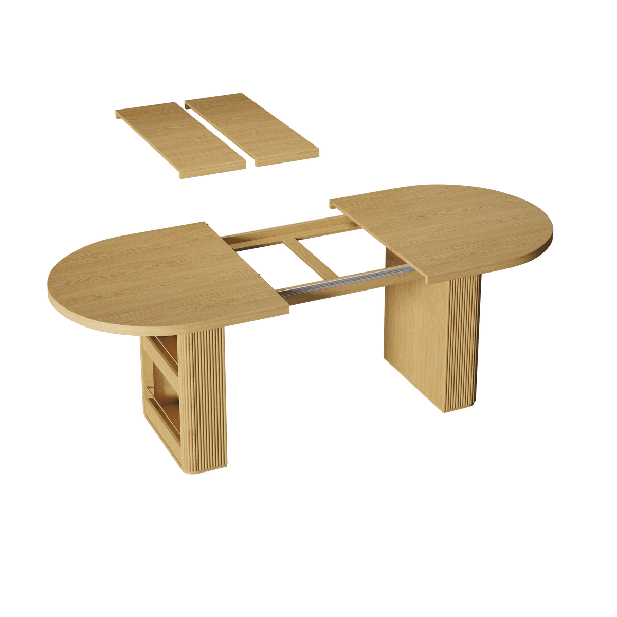 63"–86" Extendable Dining Table for 4–10 People, Large Wood Dining Table with Fluted Base