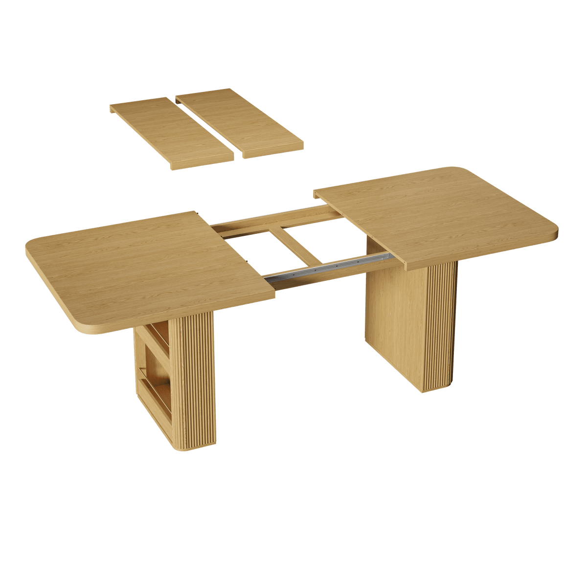 63"–86" Extendable Dining Table for 4–10 People, Large Wood Dining Table with Fluted Base