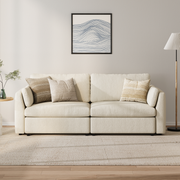 2-Seater Cream Corduroy Modular Sofa with Wide Seat