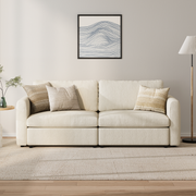 2-Seater Cream Corduroy Modular Sofa with Deep Seat