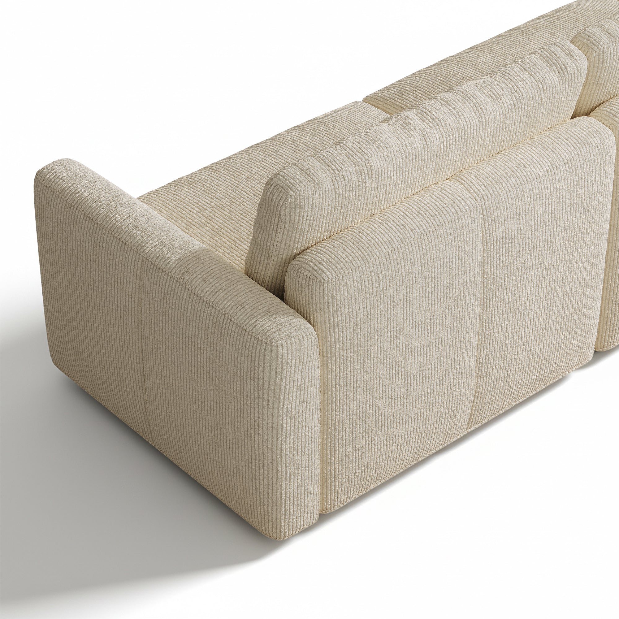 2-Seater Cream Corduroy Modular Sofa with Deep Seat