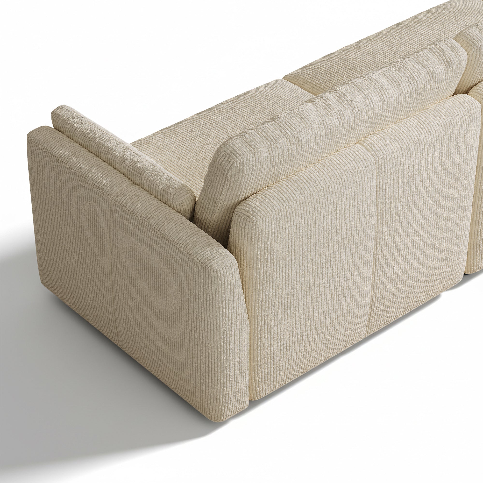 2-Seater Cream Corduroy Modular Sofa with Deep Seat
