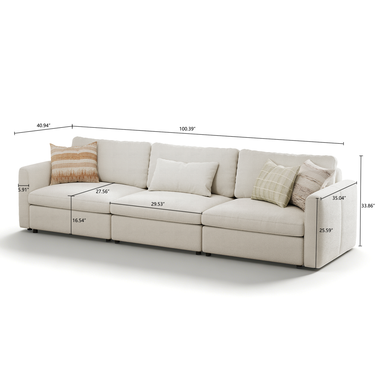Modular Sectional Sofa - Box Arm, Storage Seat, Box Backrest - 29.5" W x 27.5" D Per Seat