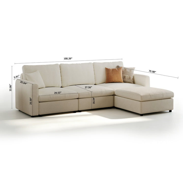 Modular Sectional Sofa - Box Arm, Storage Seat, Box Backrest - 29.5" W x 27.5" D Per Seat
