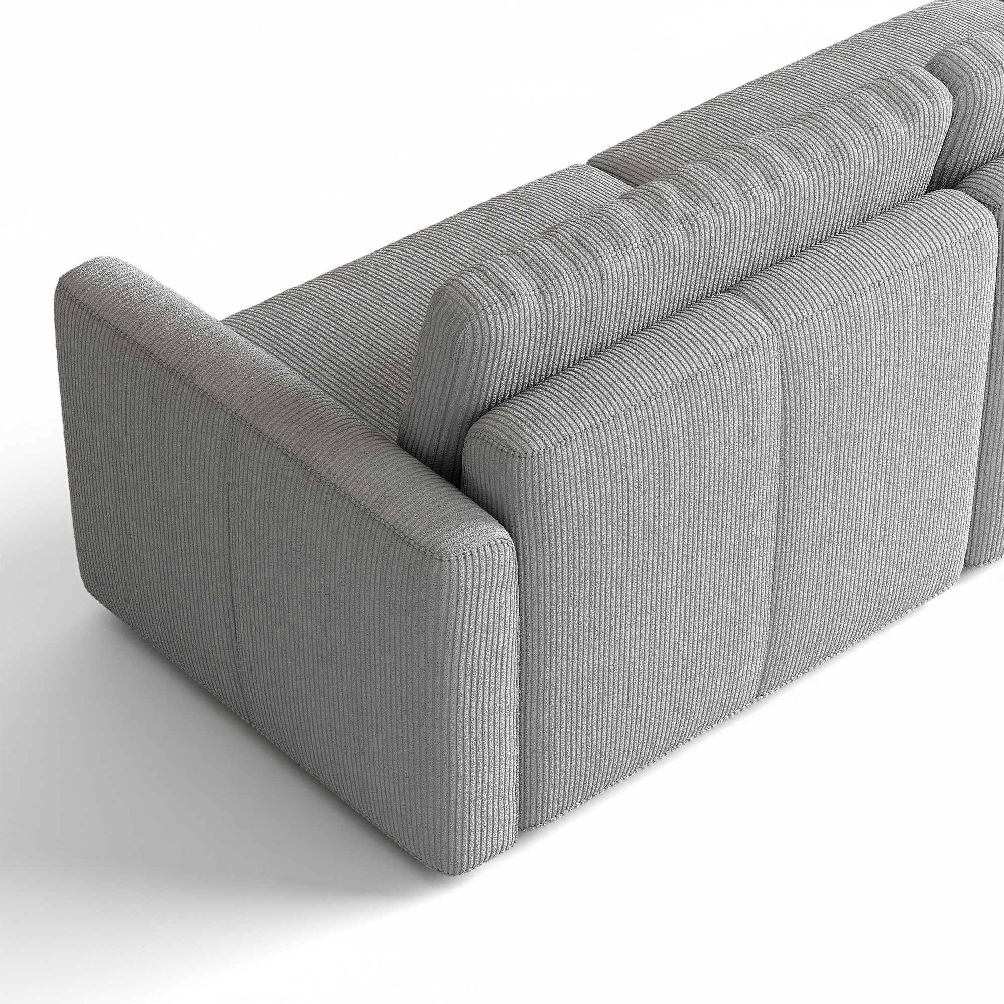 2-Seater Dove Grey Corduroy Modular Sofa with Wide Seat