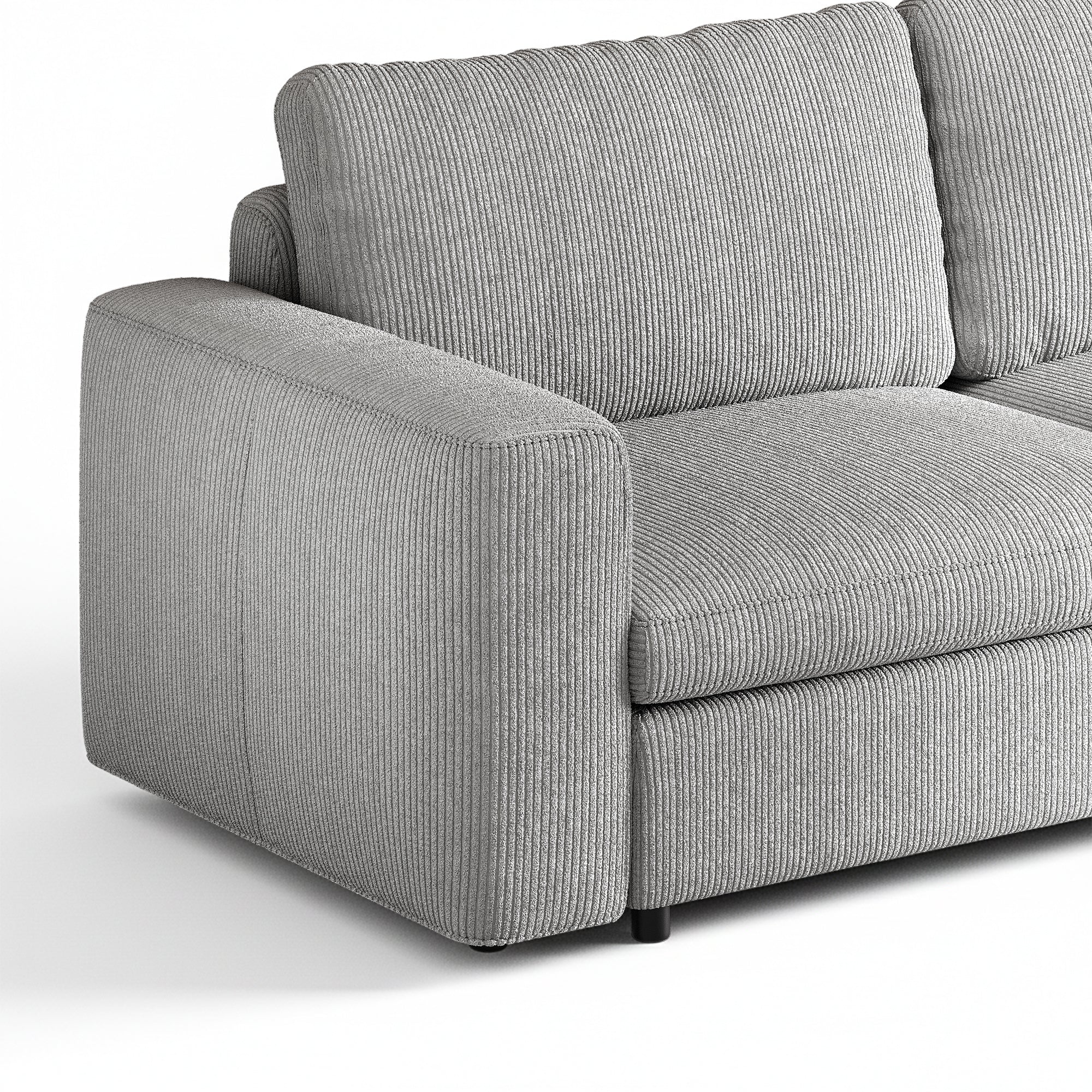 2-Seater Dove Grey Corduroy Modular Sofa with Wide Seat