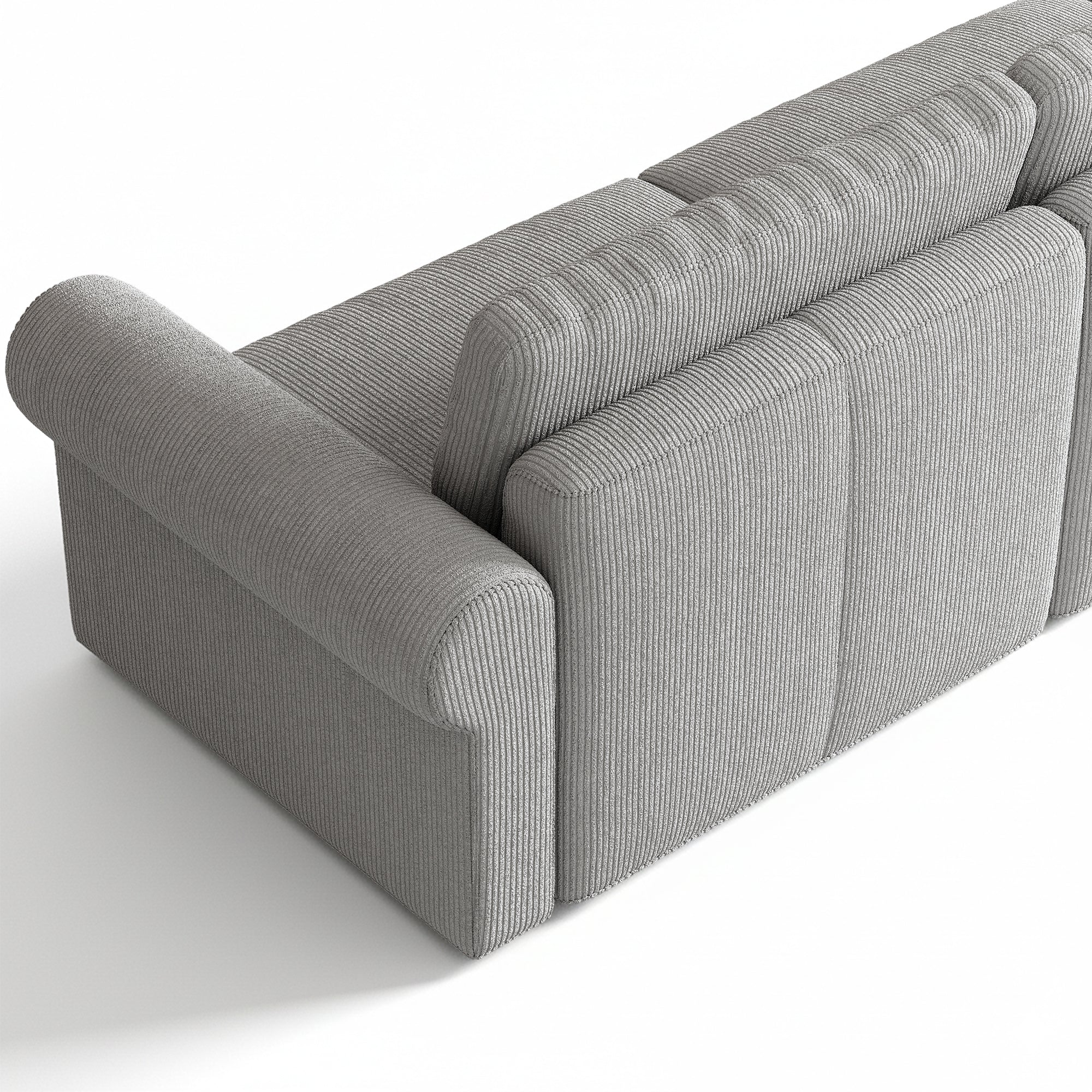 2-Seater Dove Grey Corduroy Modular Sofa with Wide Seat