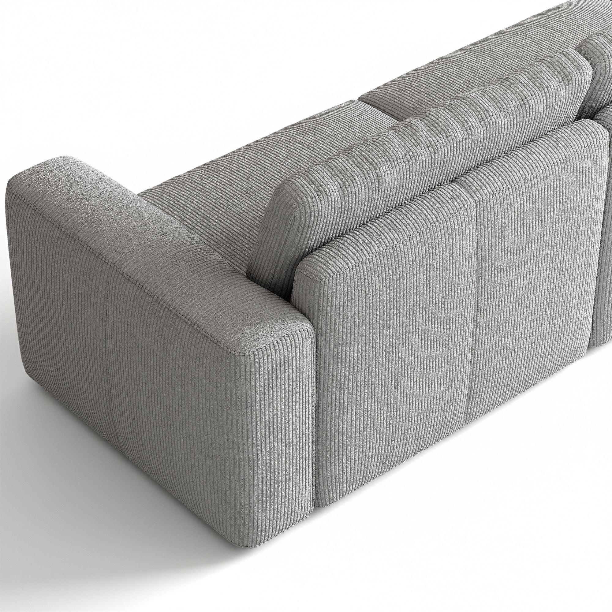 2-Seater Dove Grey Corduroy Modular Sofa with Wide Seat