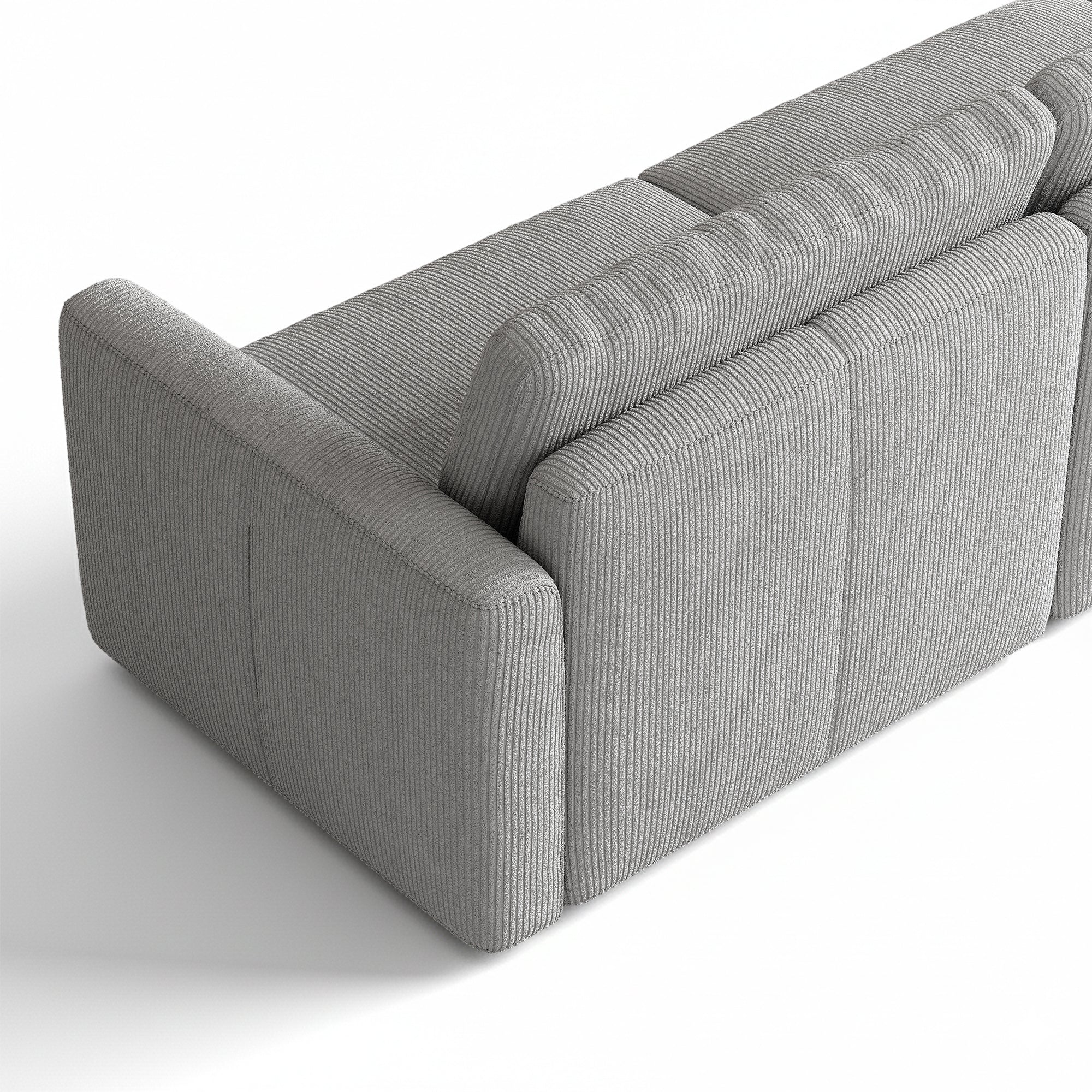 2-Seater Dove Grey Corduroy Modular Sofa with Wide Seat