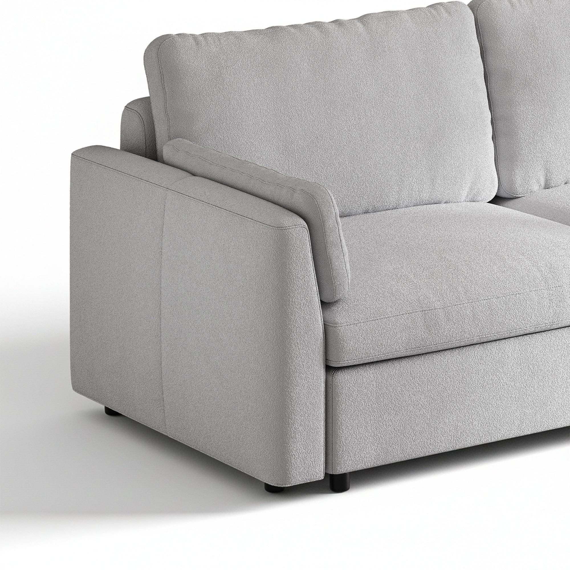 2-Seater Dove Grey Chenille Modular Sofa with Wide Seat