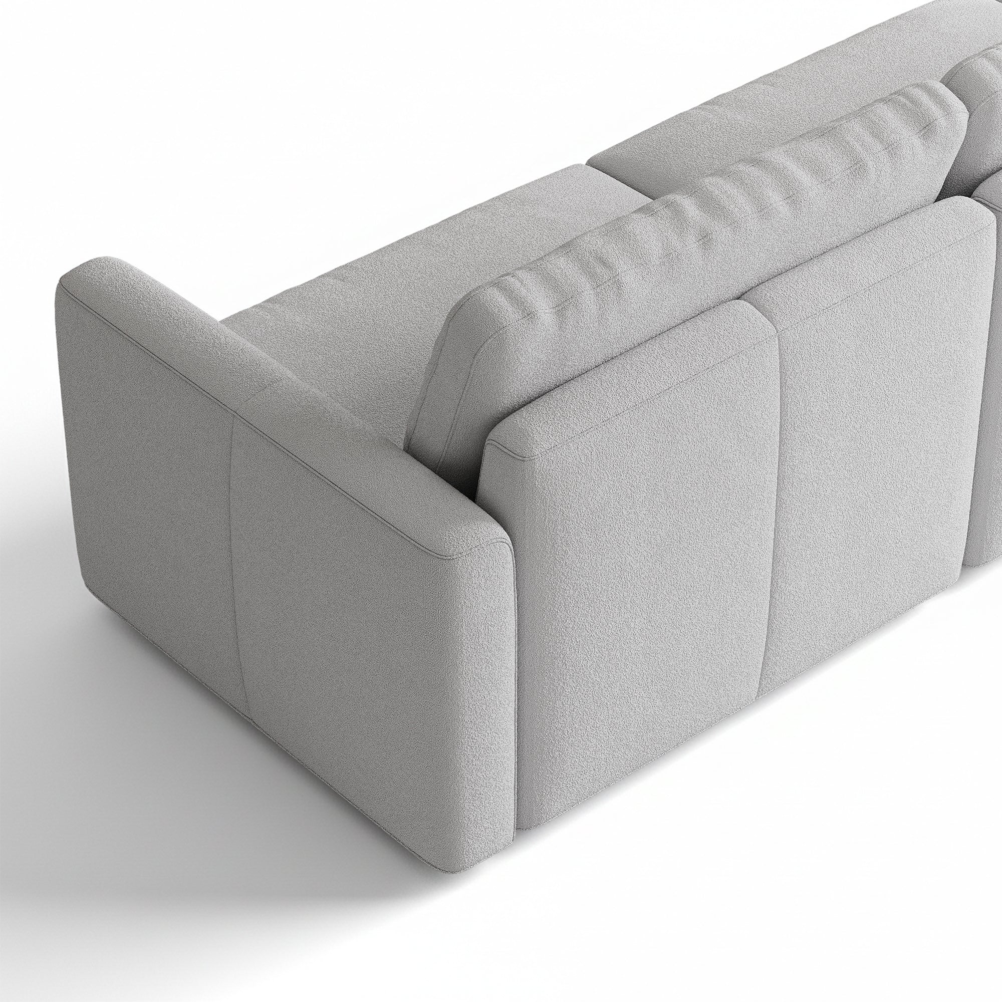 2-Seater Dove Grey Chenille Modular Sofa with Wide Seat