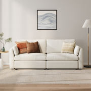 Modular Deep Seat Loveseat in Cream Chenille
