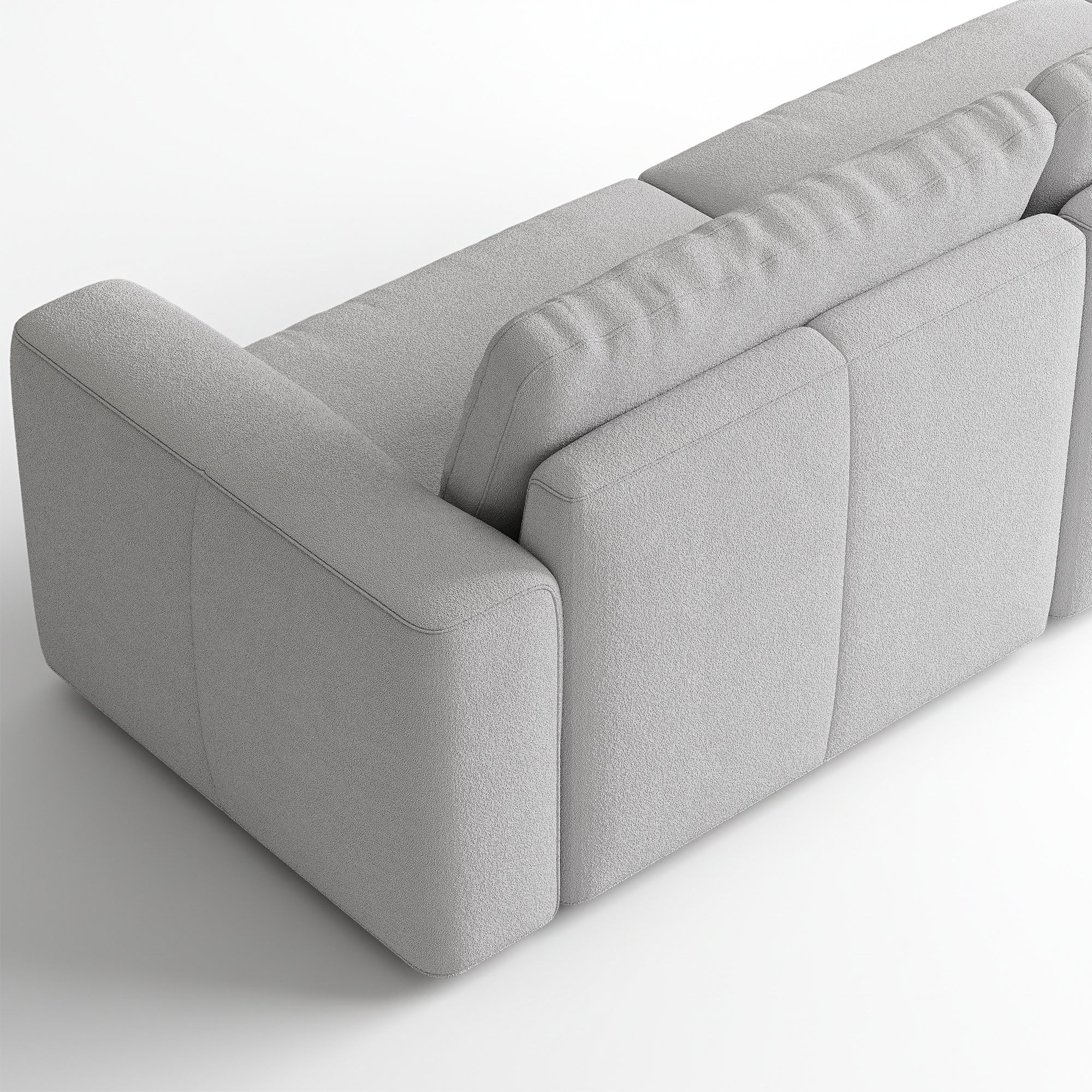 3-Seater Dove Grey Chenille Modular Sofa with Deep Seat