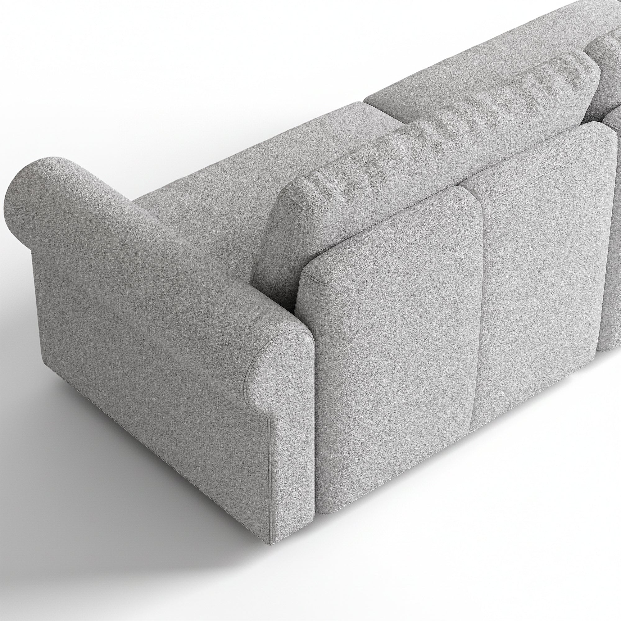 3-Seater Dove Grey Chenille Modular Sofa with Deep Seat