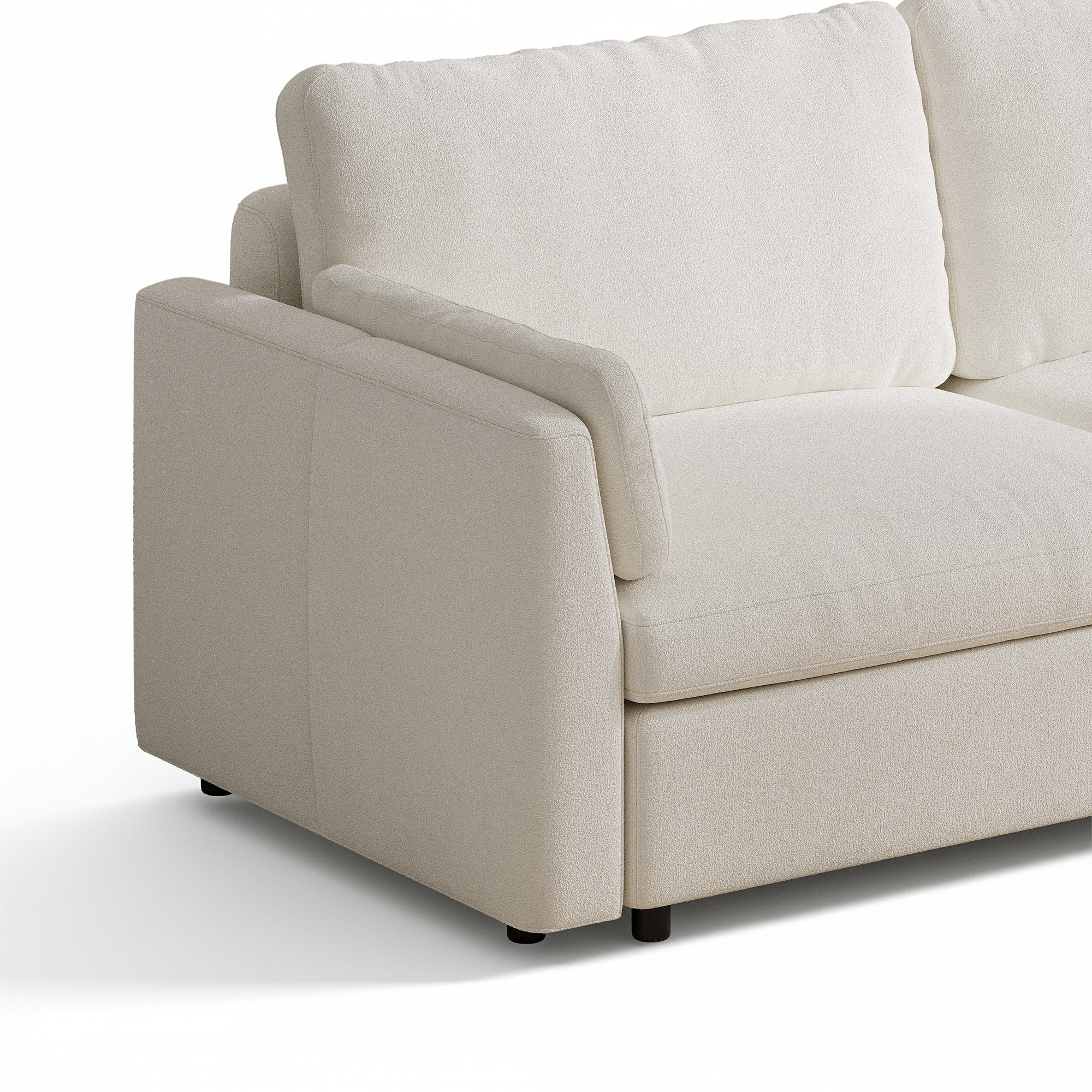 3-Seater Cream Chenille Modular Sofa with Deep Seat