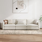 3-Seater Cream Chenille Modular Sofa with Deep Seat