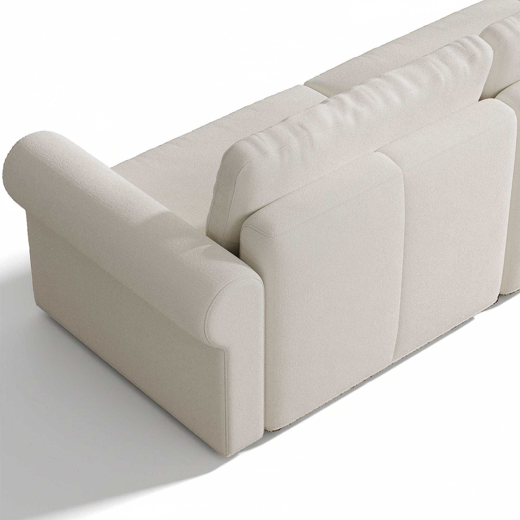 3-Seater Cream Chenille Modular Sofa with Deep Seat