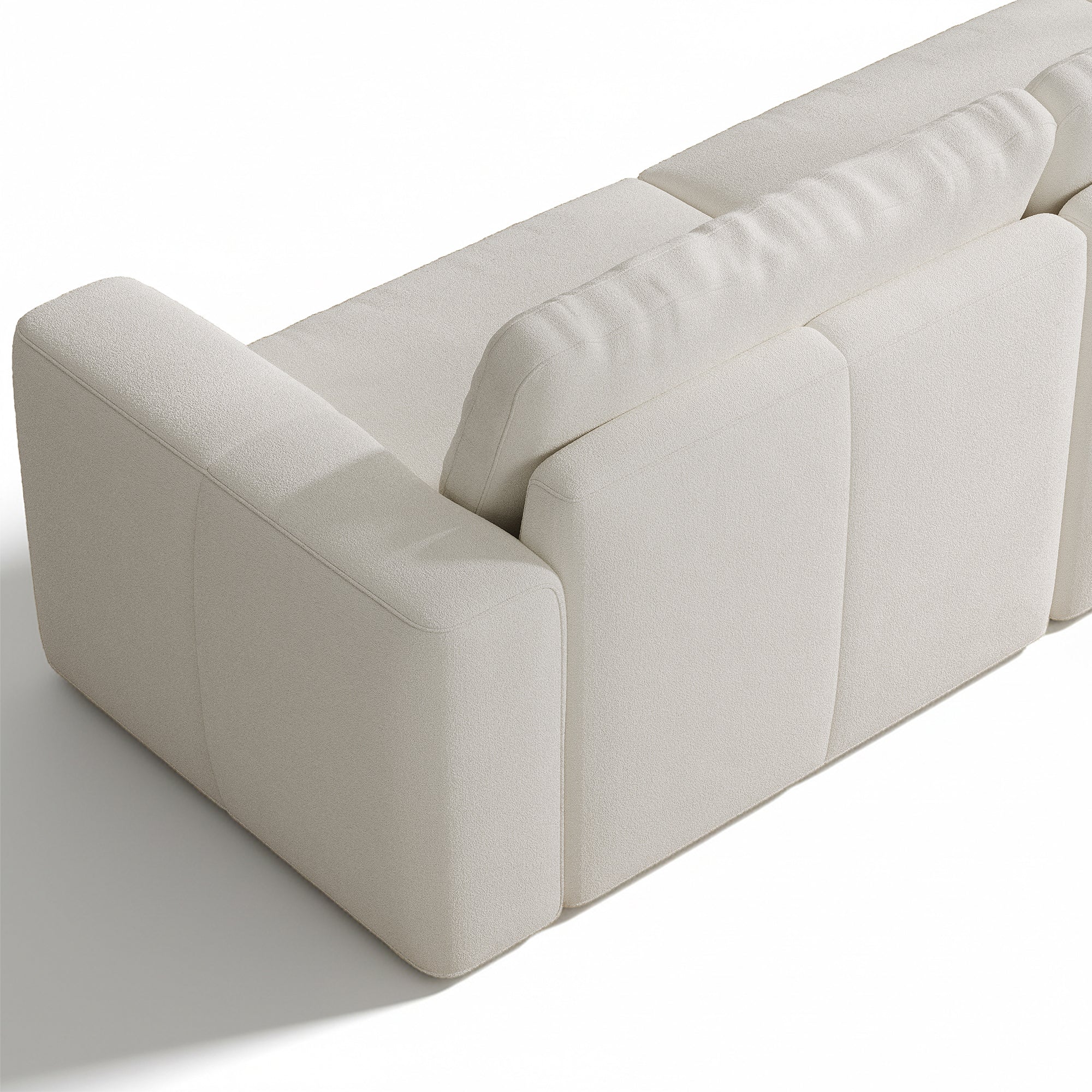 3-Seater Cream Chenille Modular Sofa with Deep Seat