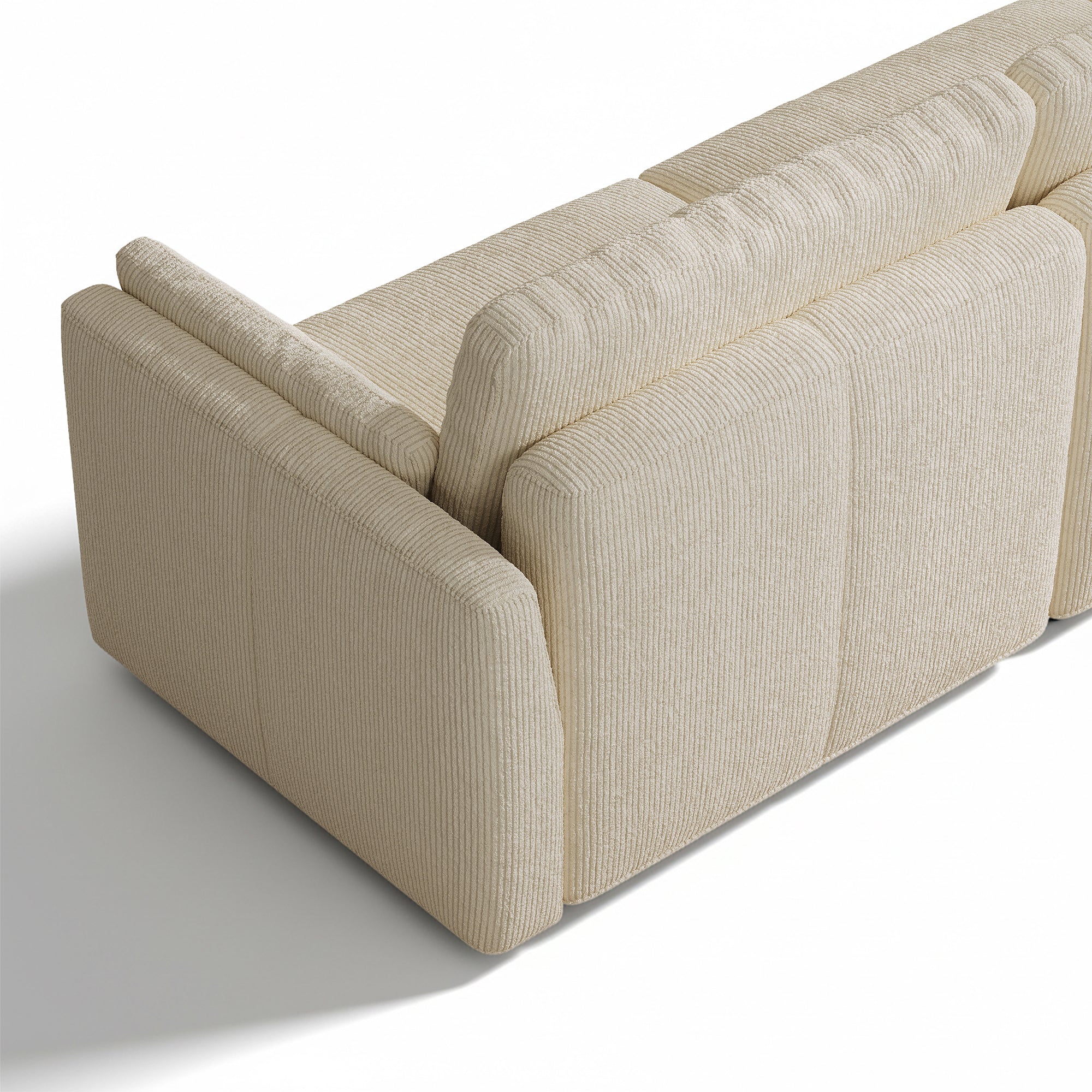 4-Seater Cream Corduroy Modular Sofa with Wide Seat