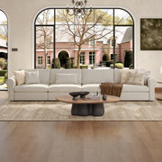 4-Seater Cream Chenille Modular Sofa with Wide Seat