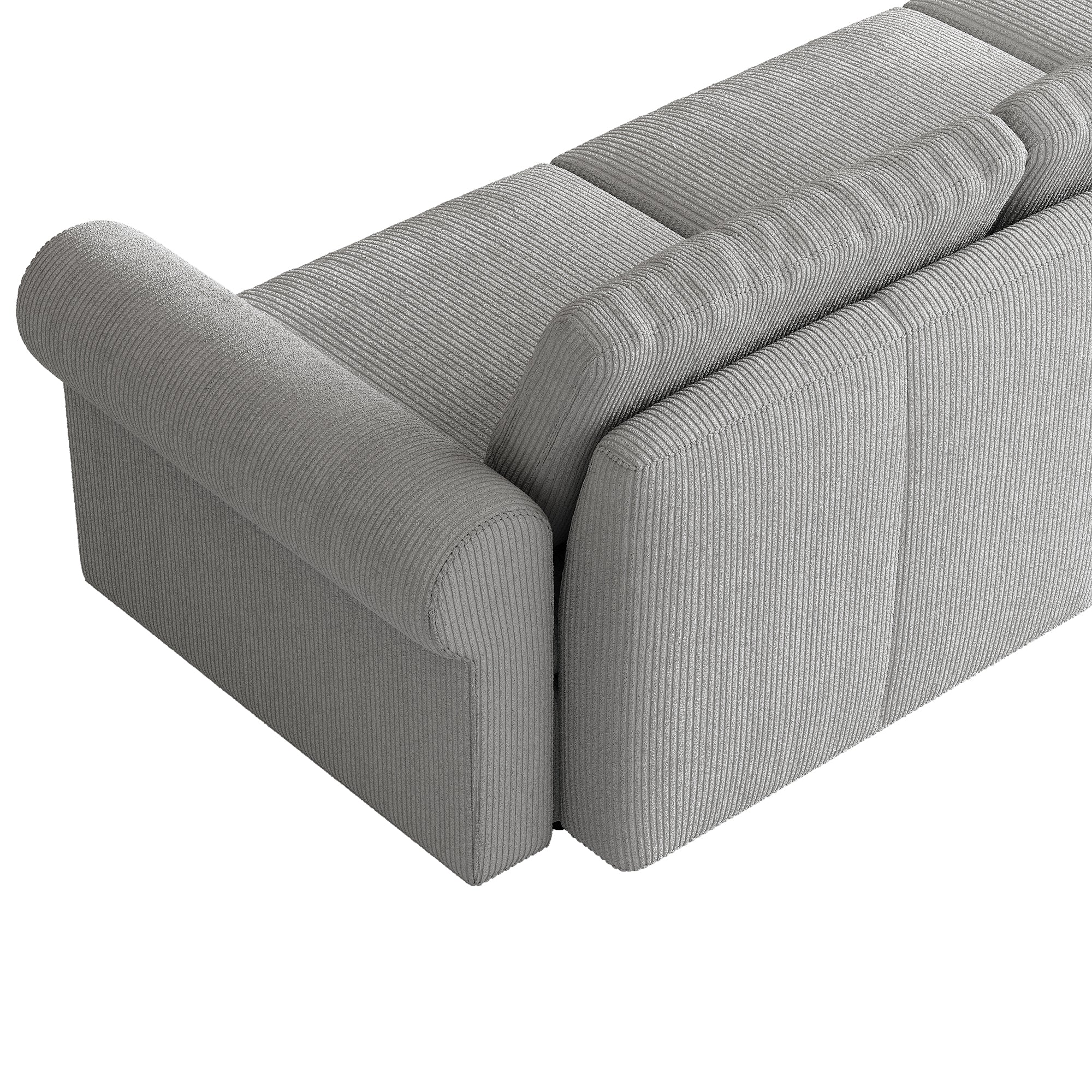 3-Seater Dove Grey Corduroy Modular Sofa with Deep Seat