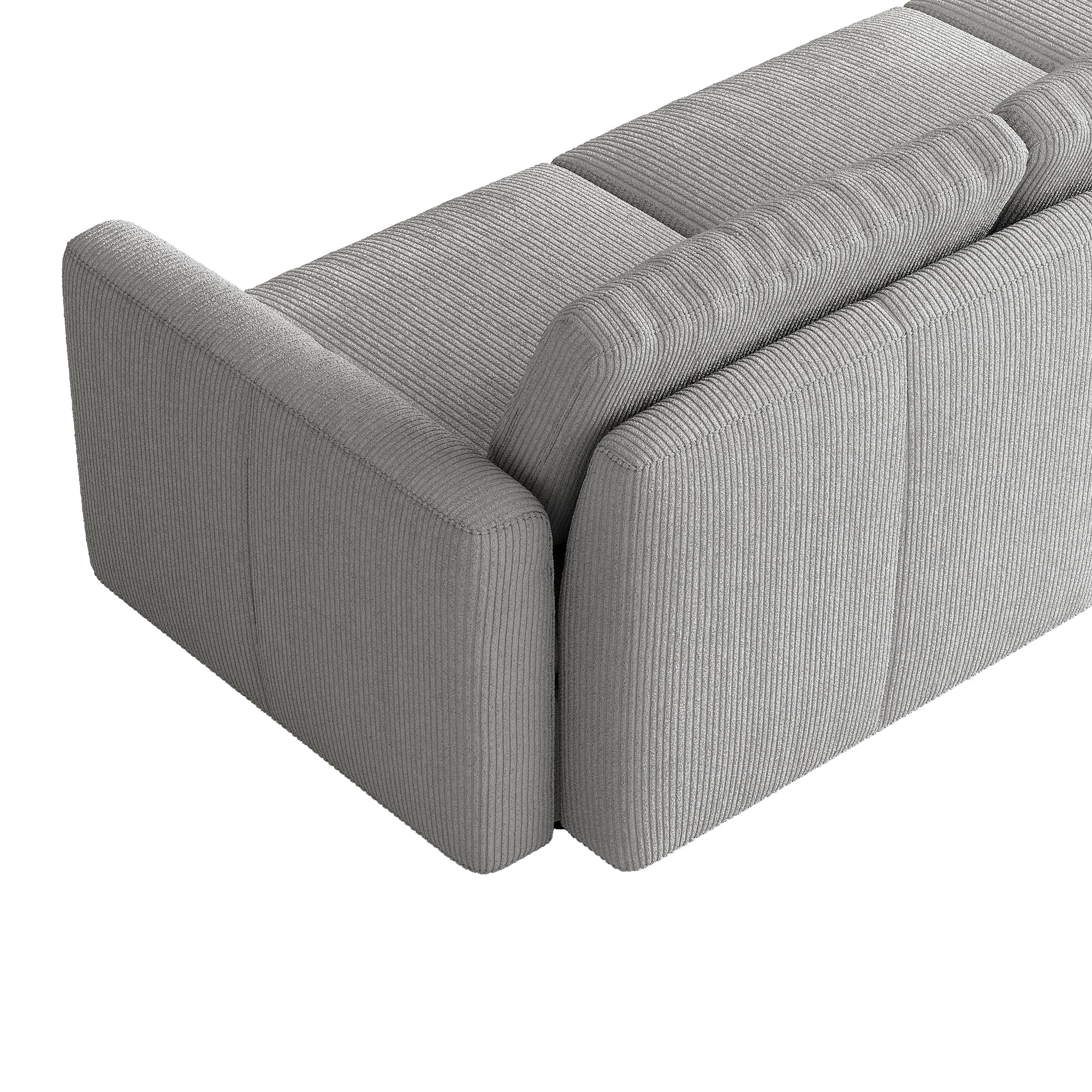 3-Seater + Ottoman Dove Grey Chenille Modular Sofa with Deep Seat