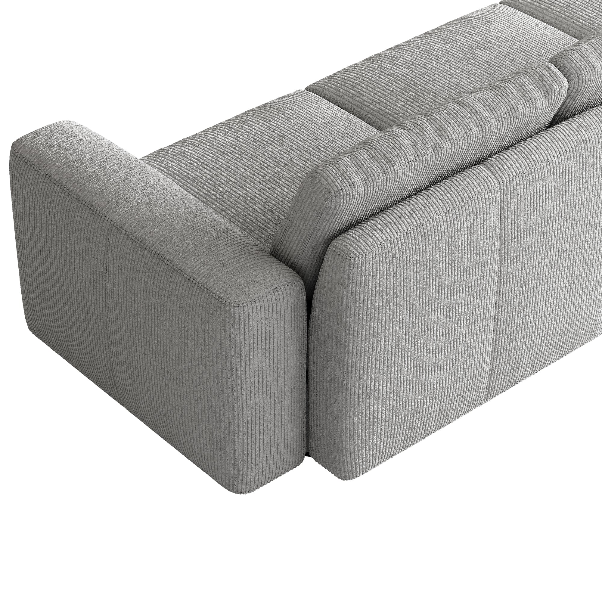 3-Seater Dove Grey Corduroy Modular Sofa with Deep Seat