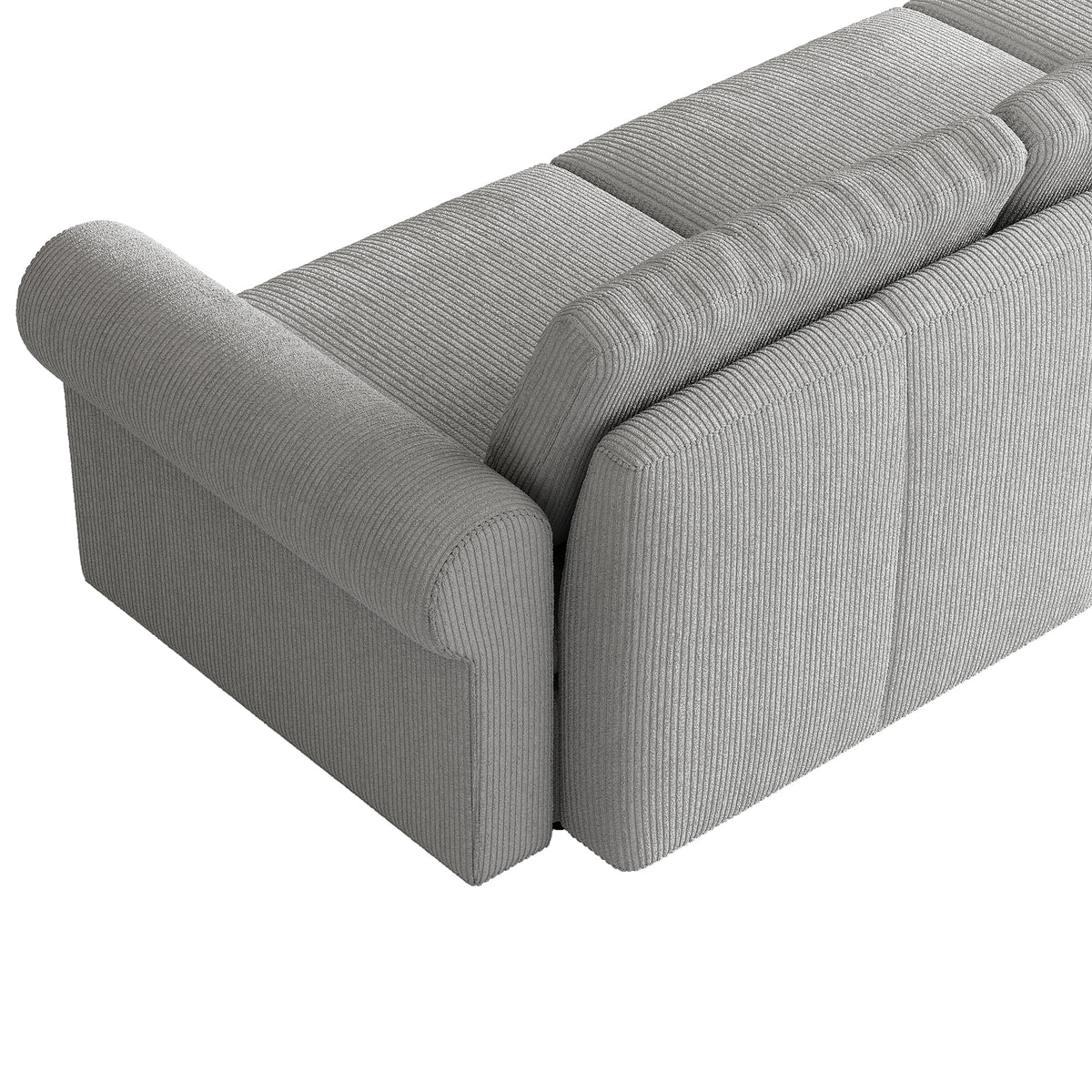 L-Shaped Modular Sofa in Dove Grey Corduroy - 29.5" W x 27.5" D Per Seat