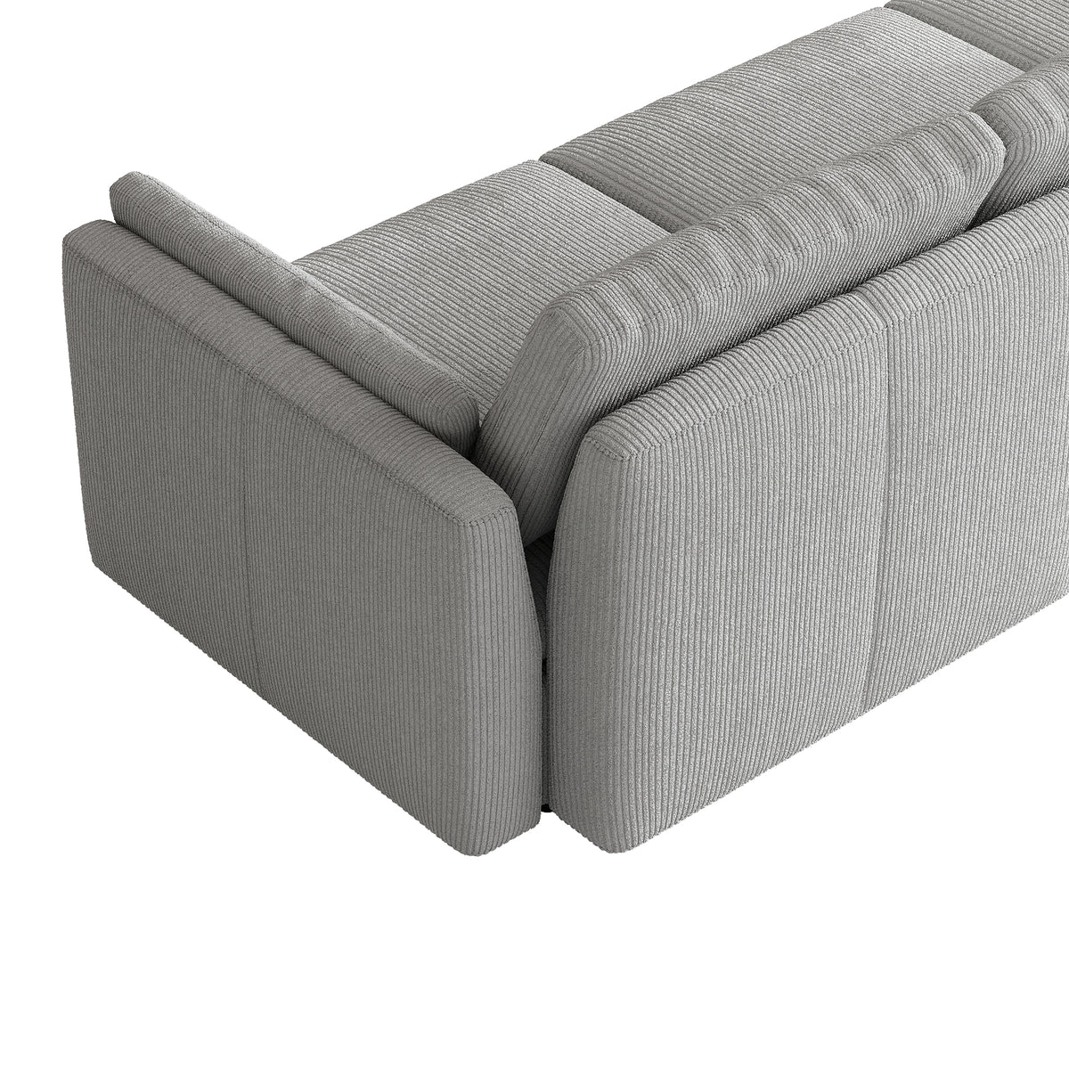 L-Shaped Modular Sofa in Dove Grey Corduroy - 29.5" W x 27.5" D Per Seat