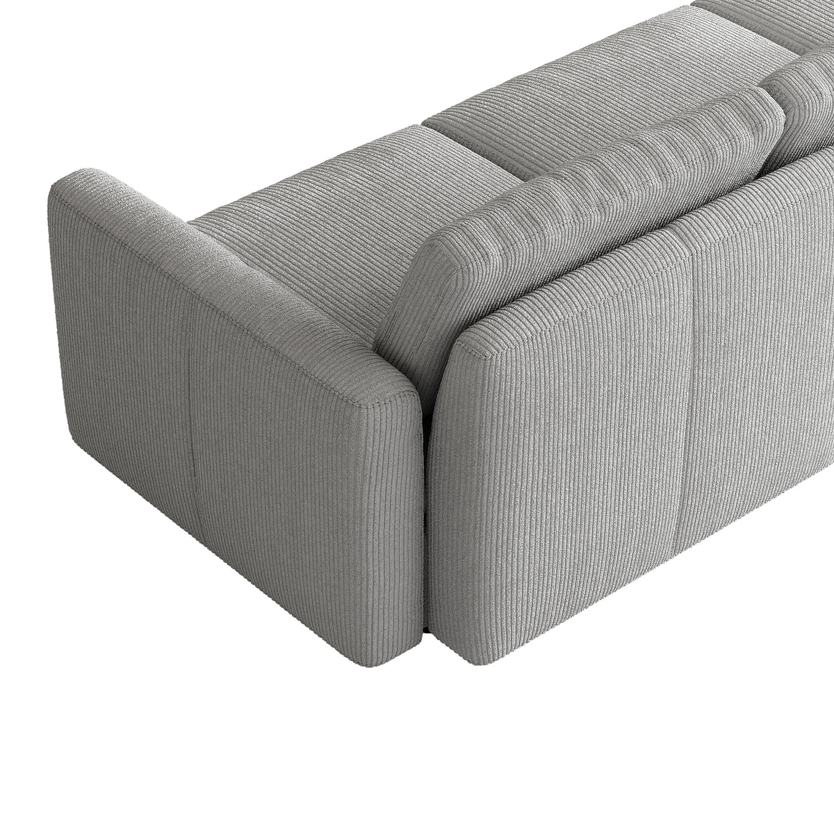 L-Shaped Modular Sofa in Dove Grey Corduroy - 29.5" W x 27.5" D Per Seat