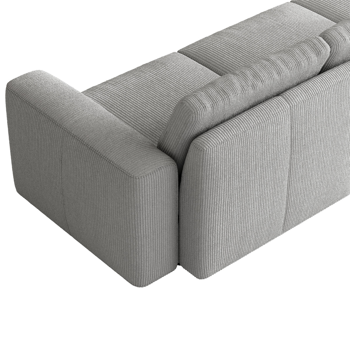 L-Shaped Modular Sofa in Dove Grey Corduroy - 29.5" W x 27.5" D Per Seat