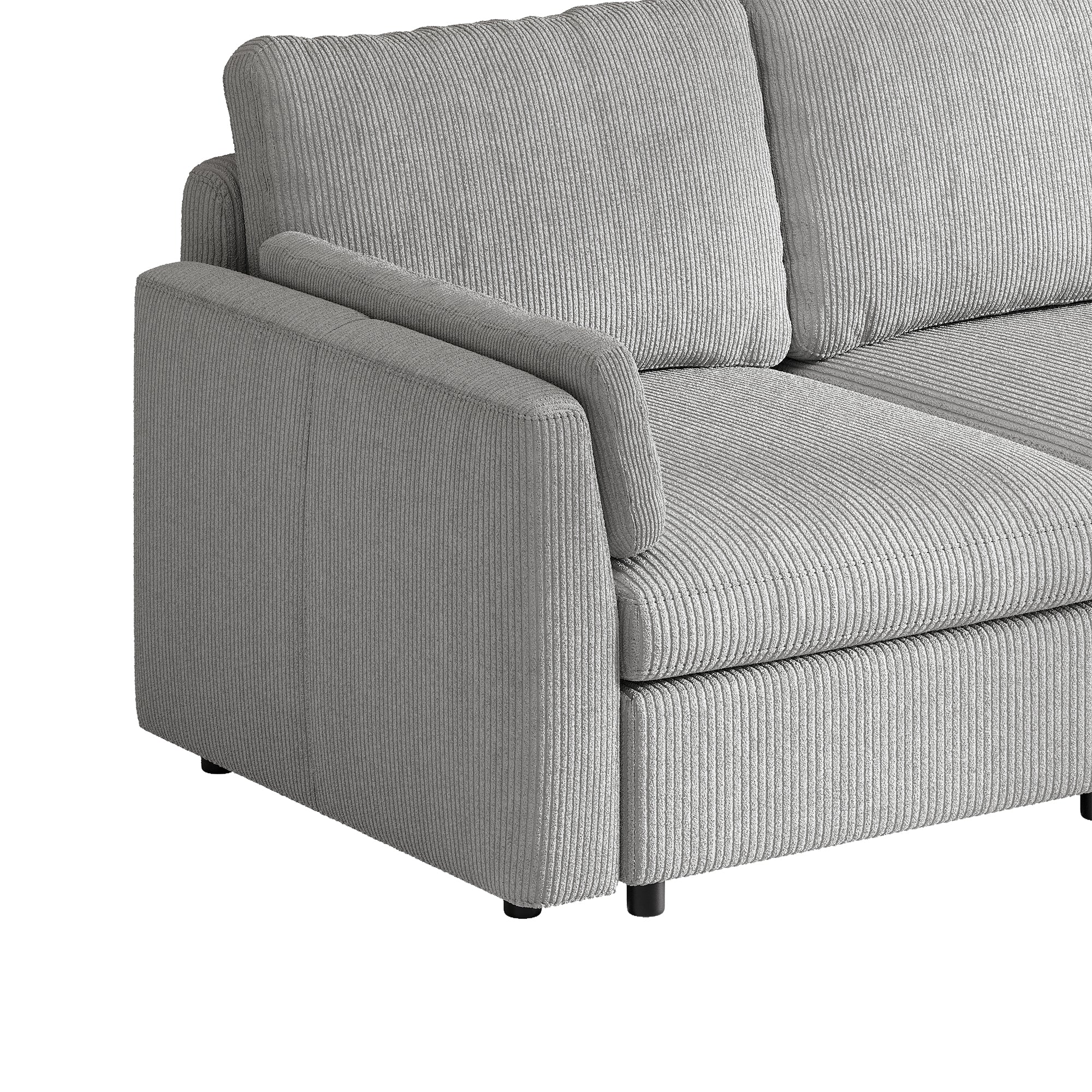 2-Seater Dove Grey Corduroy Modular Sofa with Deep Seat