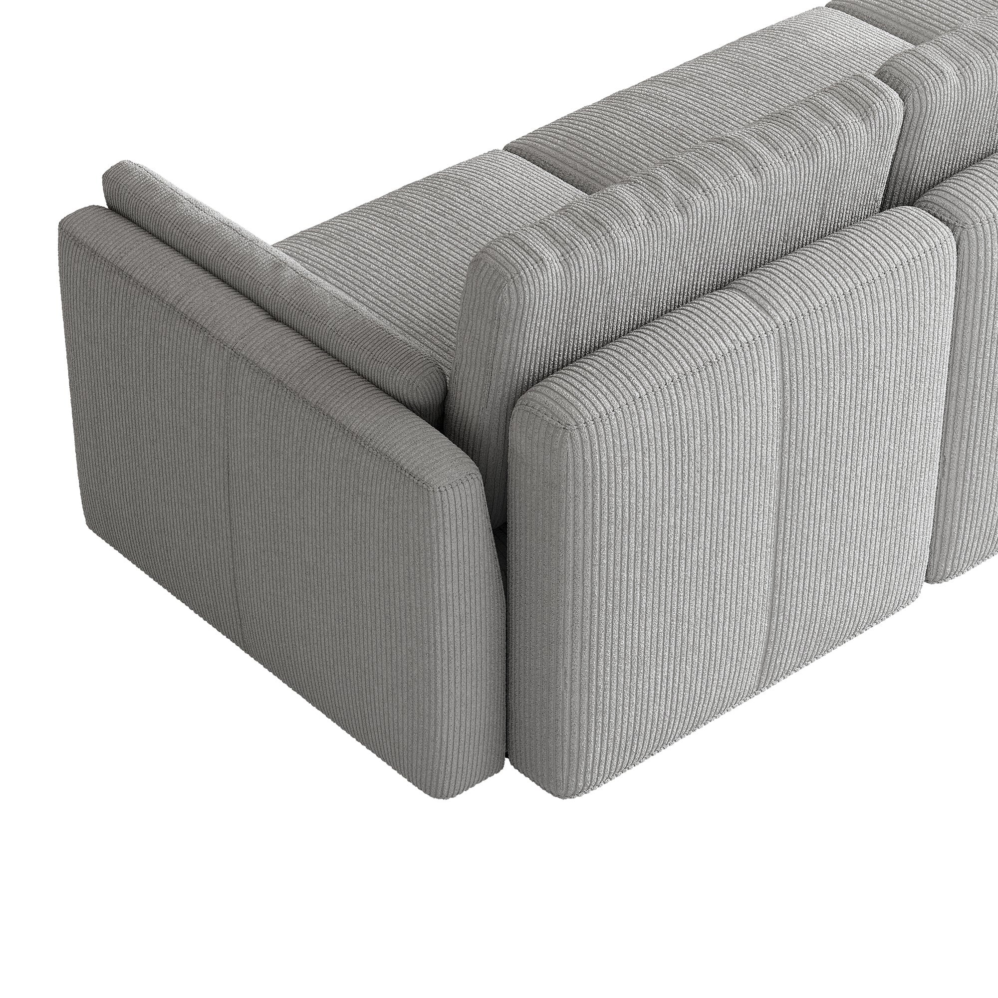 2-Seater Dove Grey Corduroy Modular Sofa with Deep Seat