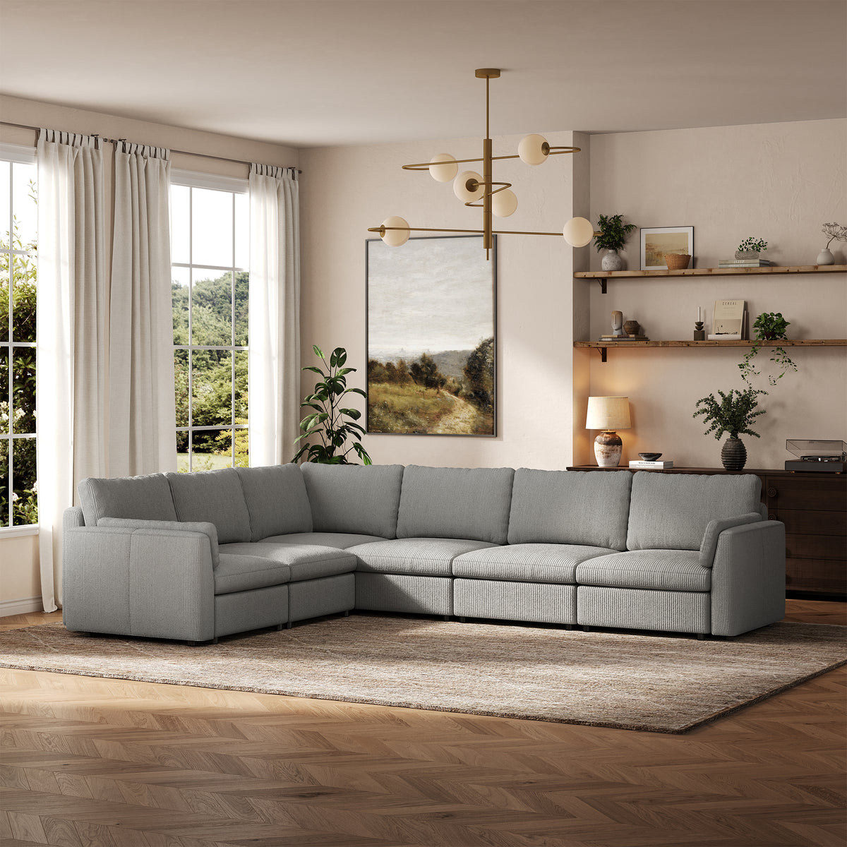 Modular Sectional Sofa - Slim-Profile Arm, Storage Seat, Slim-Profile Backrest - 29.5" W x 27.5" D Per Seat