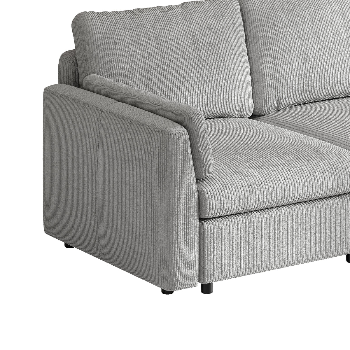 L-Shaped Modular Sofa in Dove Grey Corduroy - 29.5" W x 27.5" D Per Seat
