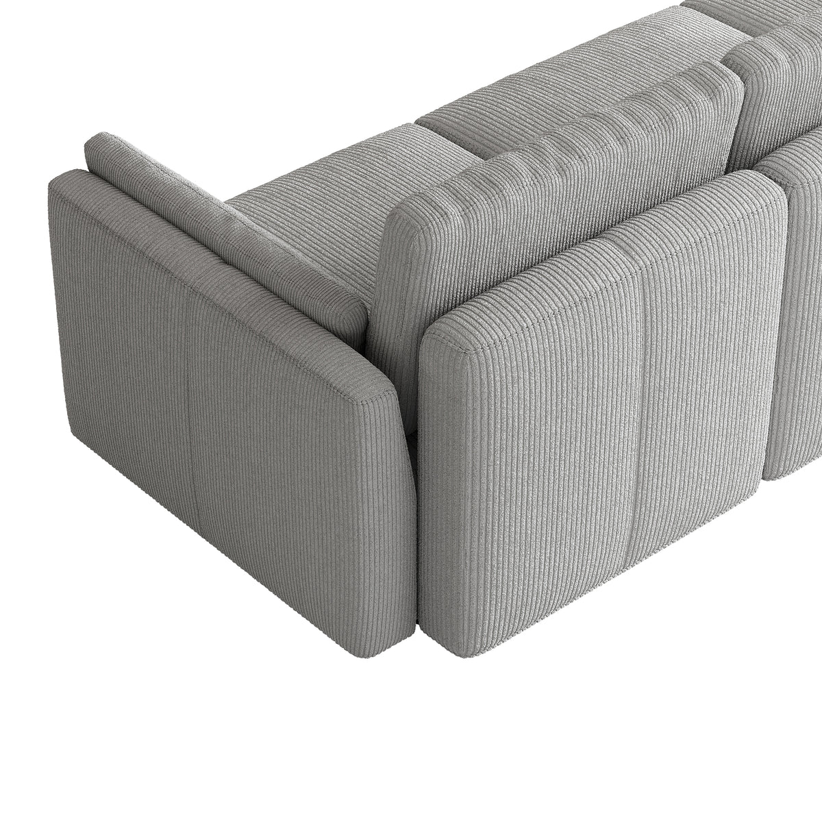 L-Shaped Modular Sofa in Dove Grey Corduroy - 29.5" W x 27.5" D Per Seat
