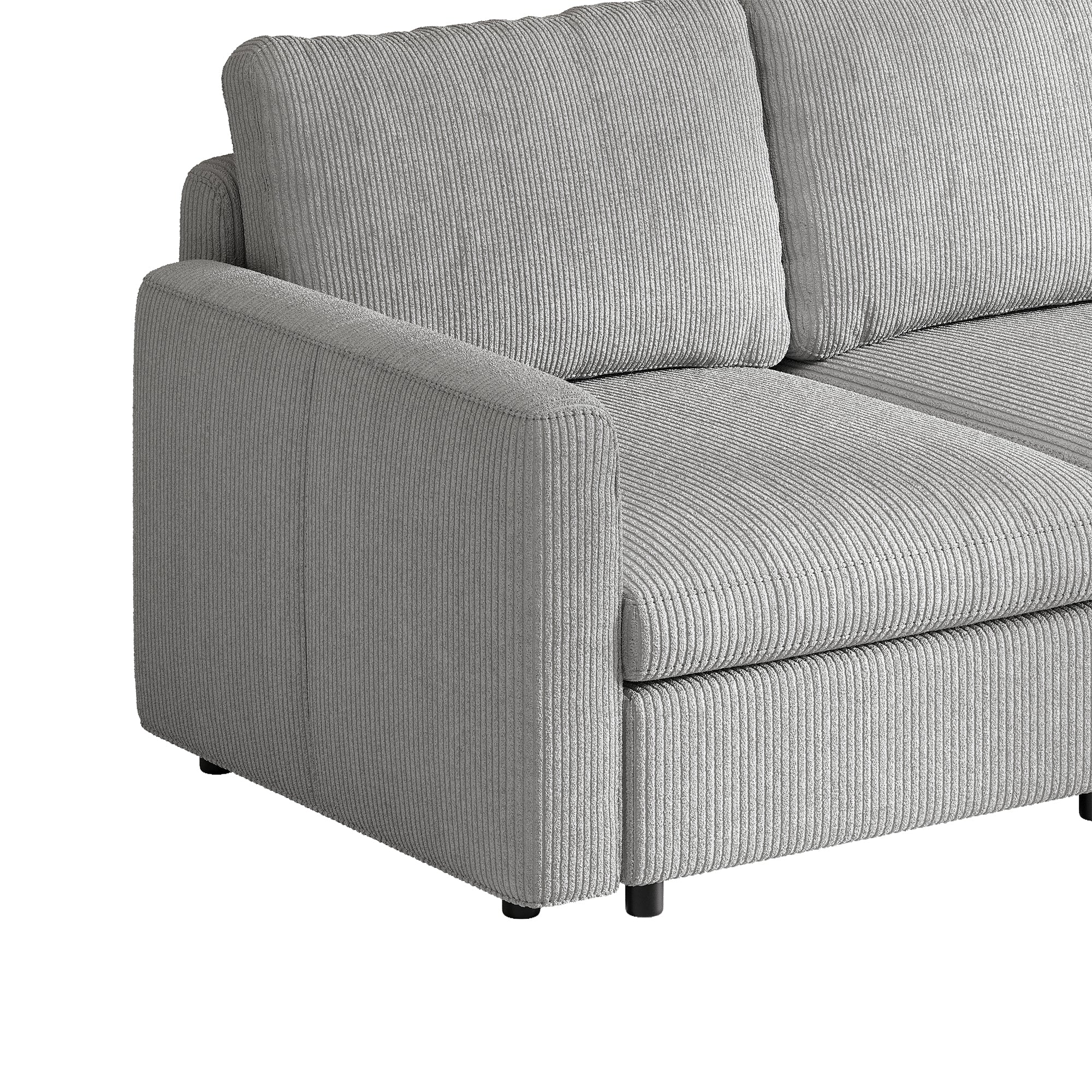 3-Seater Dove Grey Corduroy Modular Sofa with Deep Seat