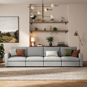 4-Seater Dove Grey Corduroy Modular Sofa with Deep Seat