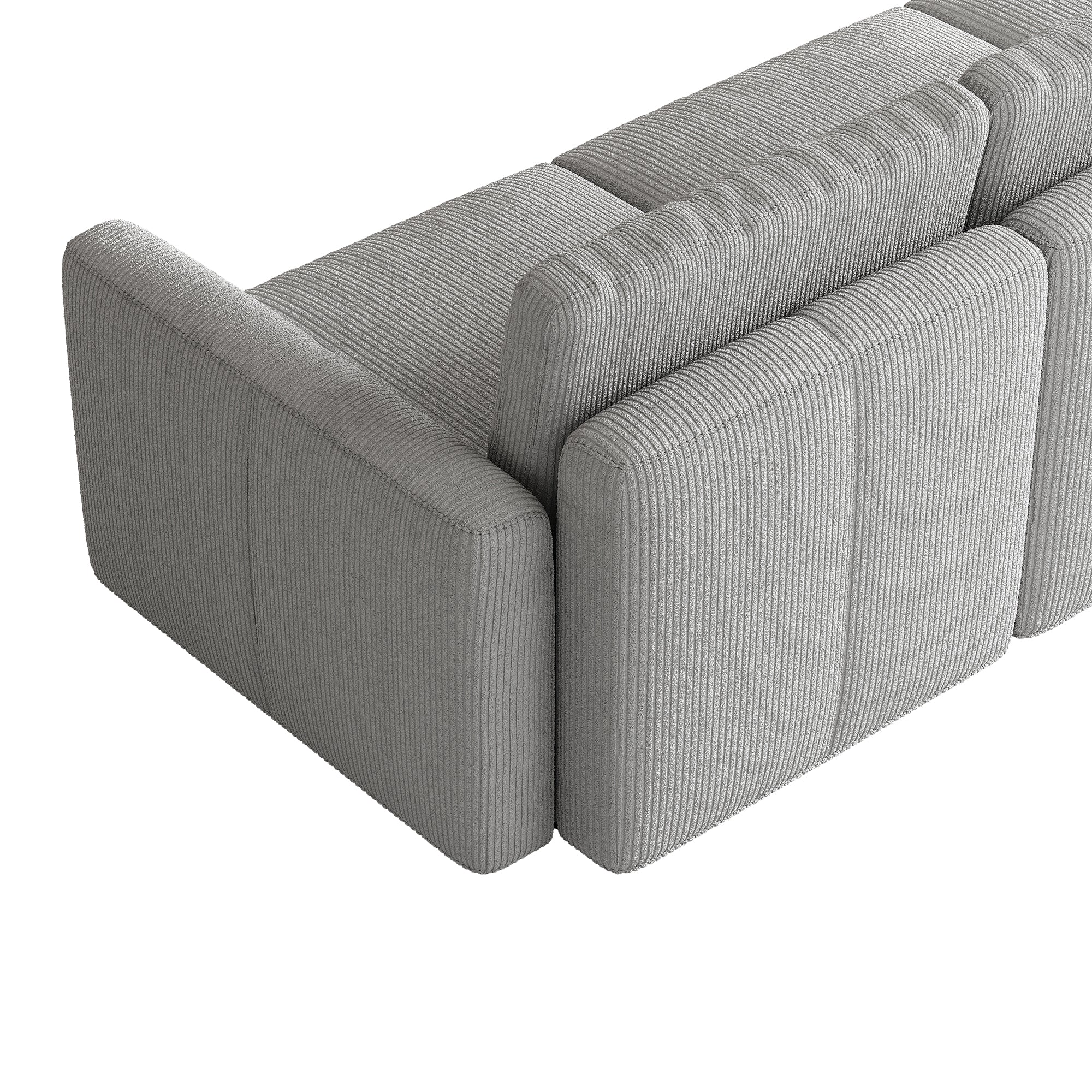 4-Seater Dove Grey Corduroy Modular Sofa with Deep Seat