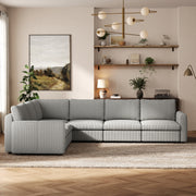 L-Shaped Modular Sofa in Dove Grey Corduroy - 29.5" W x 27.5" D Per Seat