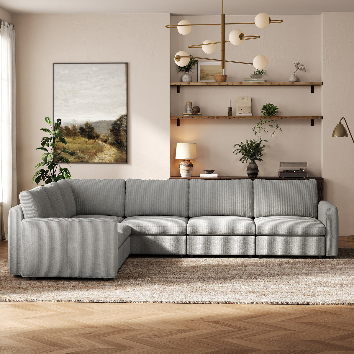 Modular Sectional Sofa - Box Arm, Storage Seat, Box Backrest - 29.5" W x 27.5" D Per Seat
