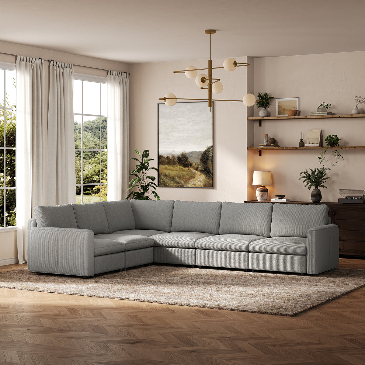 Modular Sectional Sofa - Box Arm, Storage Seat, Box Backrest - 29.5" W x 27.5" D Per Seat