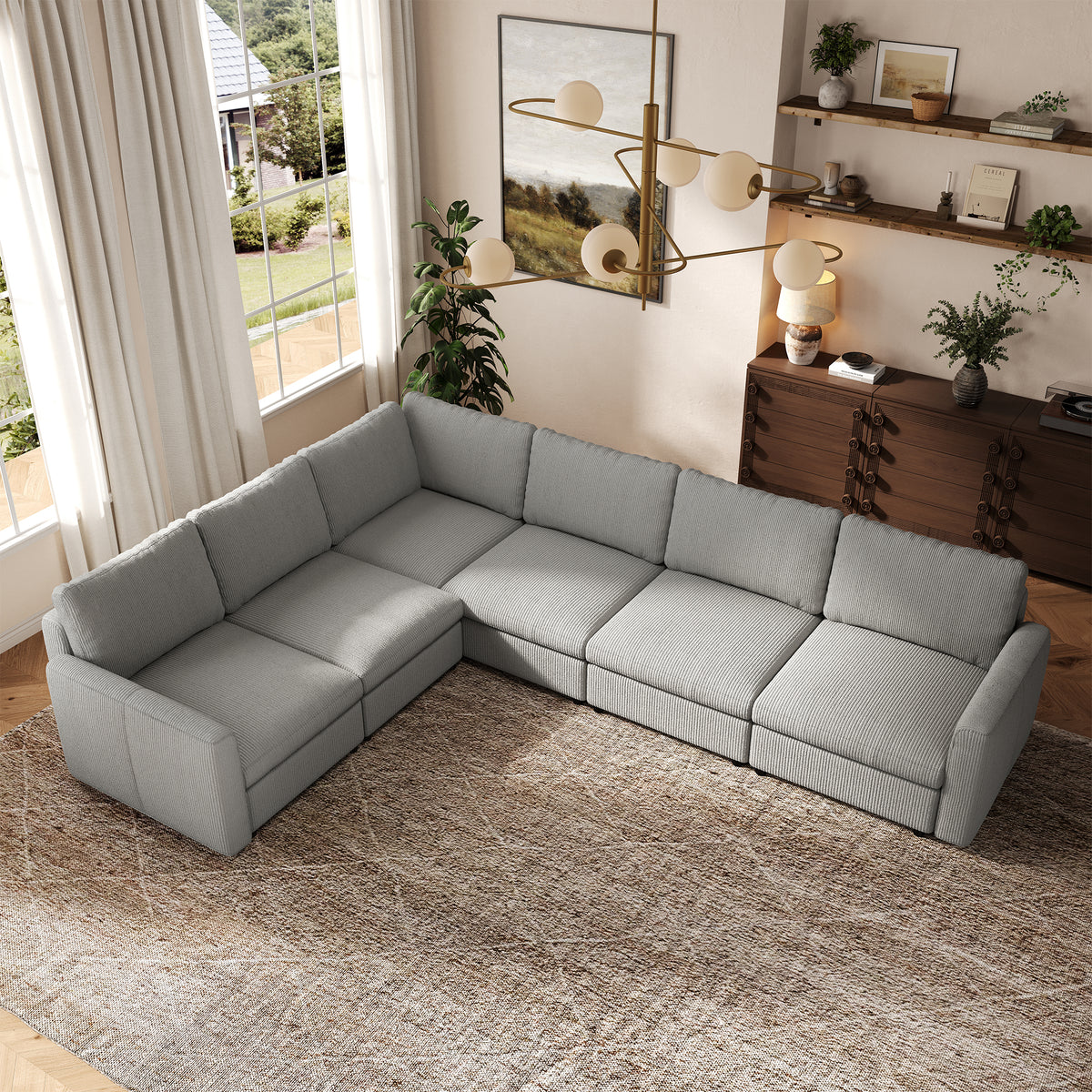 Modular Sectional Sofa - Box Arm, Storage Seat, Box Backrest - 29.5" W x 27.5" D Per Seat