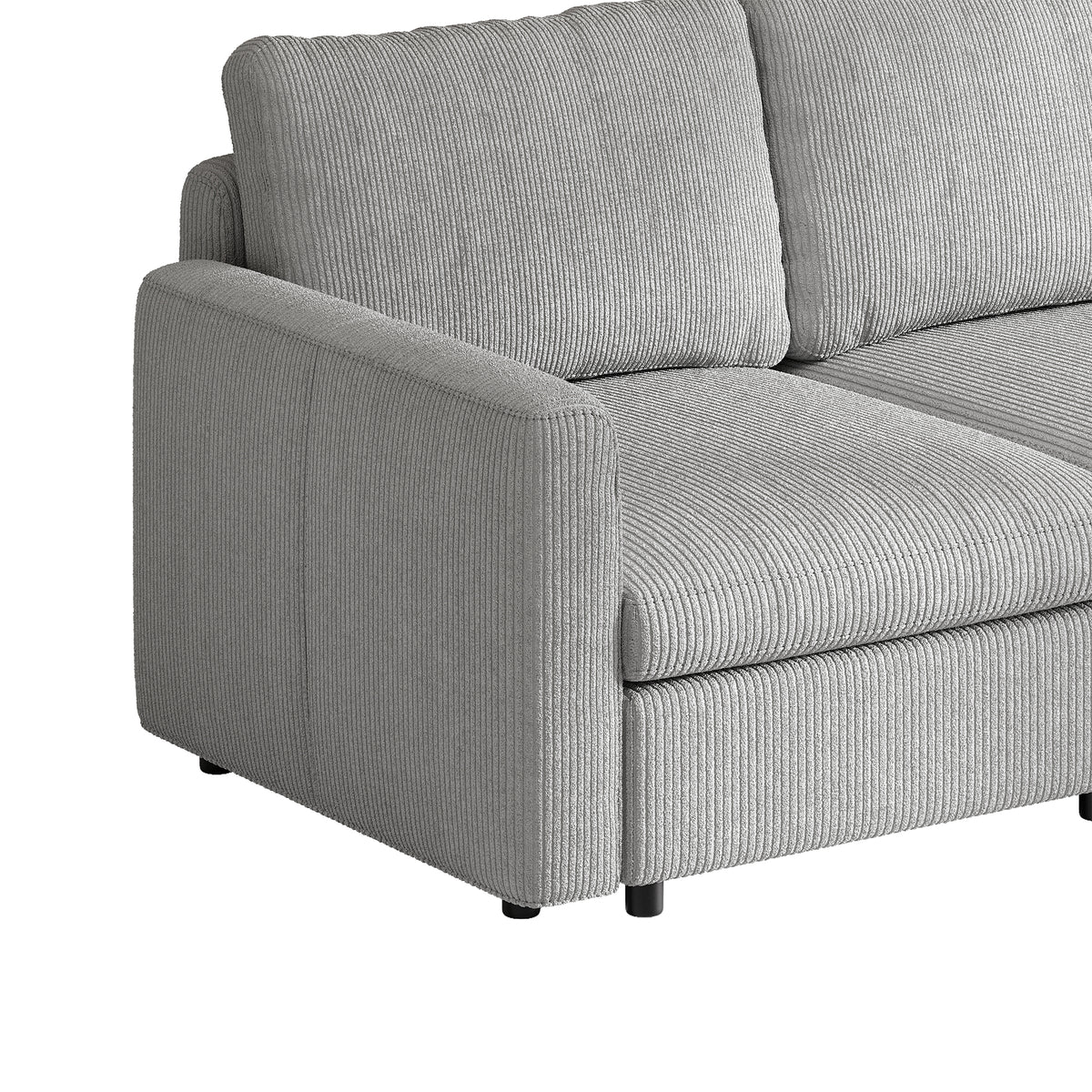 L-Shaped Modular Sofa in Dove Grey Corduroy - 29.5" W x 27.5" D Per Seat