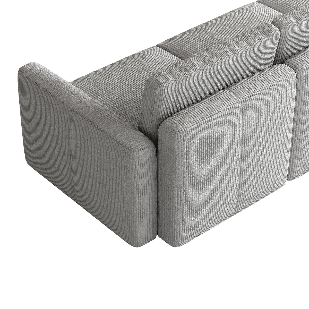 L-Shaped Modular Sofa in Dove Grey Corduroy - 29.5" W x 27.5" D Per Seat