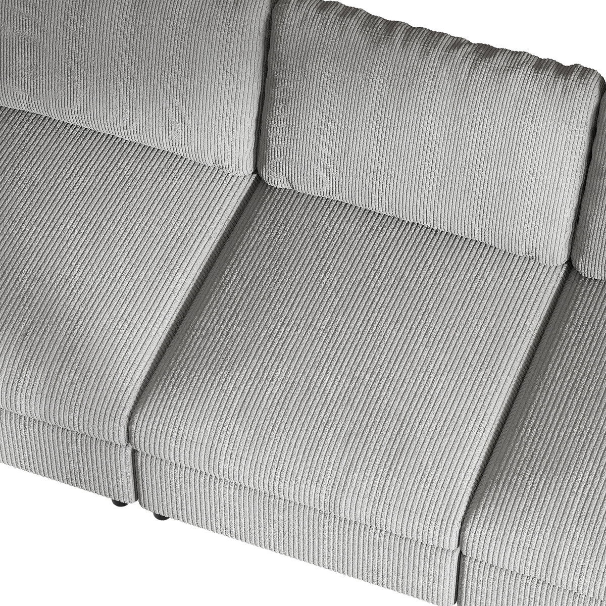 L-Shaped Modular Sofa in Dove Grey Corduroy - 29.5" W x 27.5" D Per Seat
