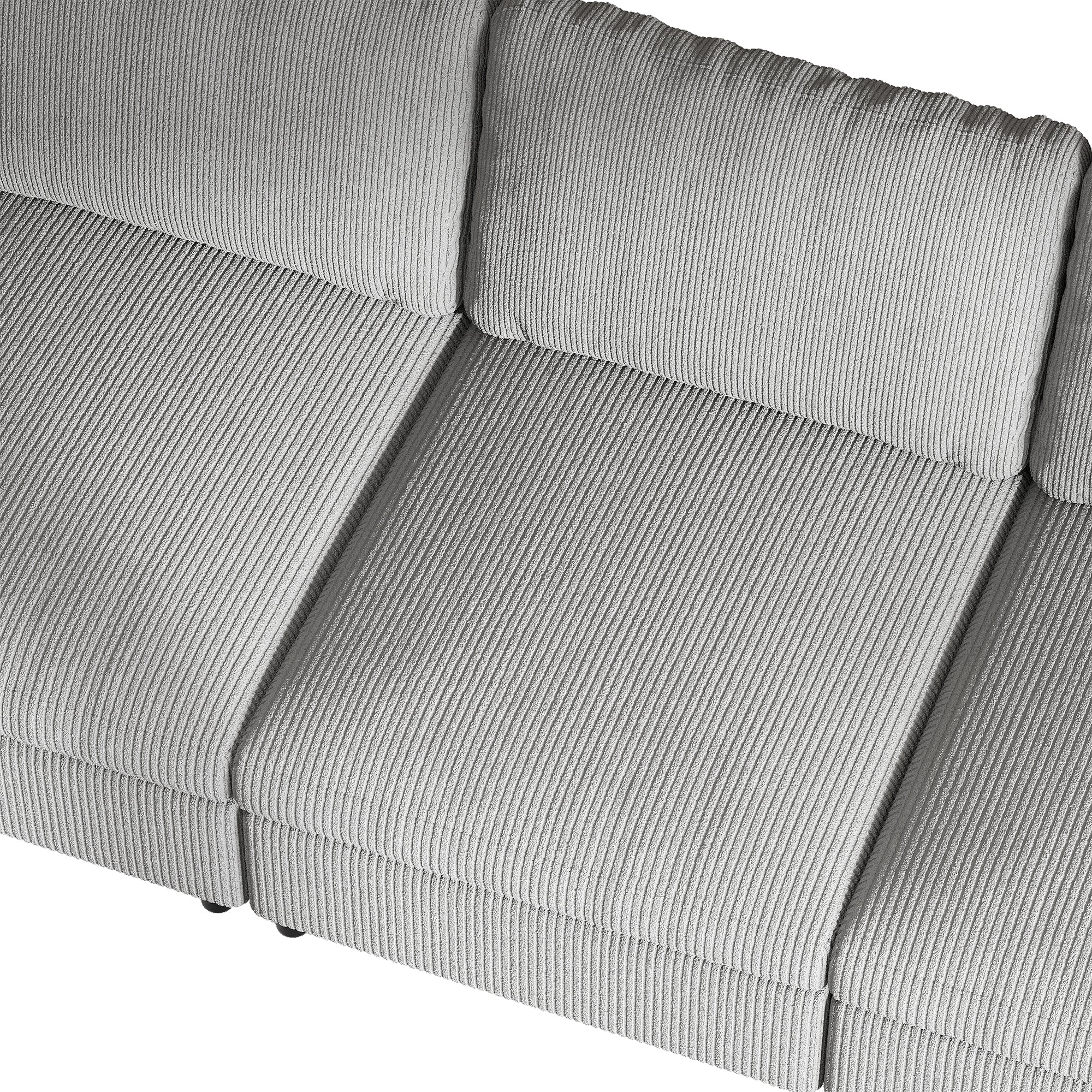 3-Seater Dove Grey Corduroy Modular Sofa with Deep Seat