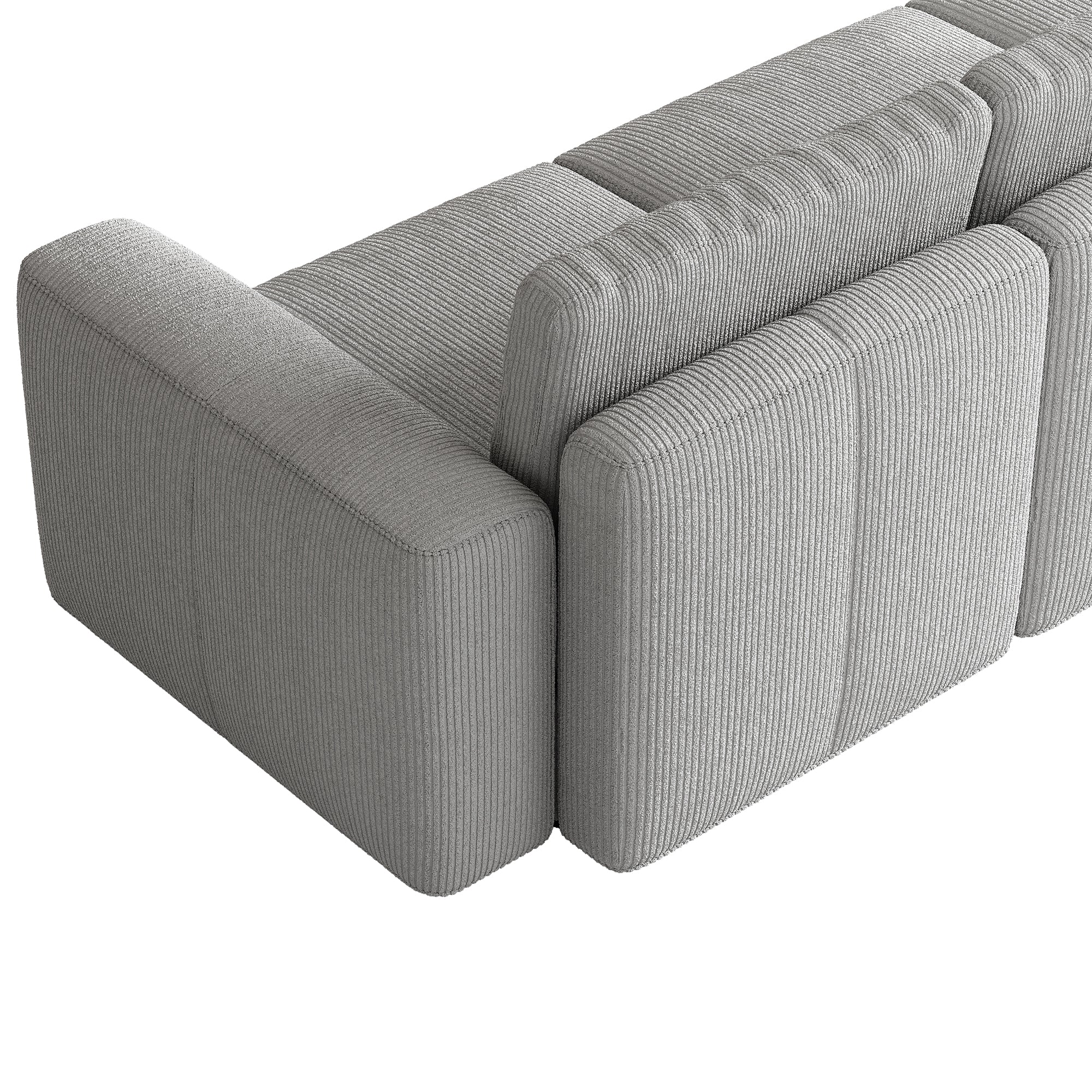 4-Seater Dove Grey Corduroy Modular Sofa with Deep Seat